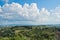 Panoramic view on a hills, vineyards, olive and cypress trees, Tuscany landscape around San Gimignano