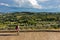 Panoramic view on a hills, vineyards, olive and cypress trees, Tuscany landscape around San Gimignano