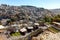 Panoramic view of hillside households of Kidron Valley aside ancient City of David quarter of Jerusalem Old City in Israel