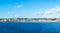 Panoramic view of the historic beach boardwalk with amusement park in Santa Cruz