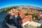 Panoramic view of the historic center of Prague from the South Tower of St Vitus Cathedral. Prague, Czech Republic
