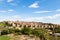 Panoramic view of the historic city of Avila from the Mirador of Cuatro Postes, Spain