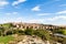 Panoramic view of the historic city of Avila from the Mirador of Cuatro Postes, Spain