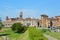 Panoramic view of the historic city of Mantua with the provicial road