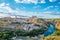 Panoramic view of the historic city of Toledo with river Tajo