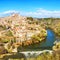 Panoramic view of the historic city of Toledo with river Tajo, S