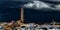 Panoramic view of Historic Triana Neighborhood and Seville city skyline at dusk. Seville city, Tradition and Modernity