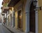 The panoramic view of the historical colonials facades on the walled city Cartagena de Indias Colombia