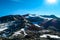 Panoramic view on Hoher Sonnblick in the High Tauern Alps in Carinthia and Salzburg, Austria, Europe. Glaciers and Goldbergkees in