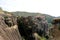 Panoramic view of Holy Monastery of Varlaam placed on the edge of high rock, Kastraki, Greece