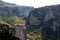 Panoramic view of Holy Monastery of Varlaam placed on the edge of high rock, Kastraki, Greece