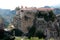 Panoramic view of Holy Monastery of Varlaam placed on the edge of high rock, Kastraki, Greece