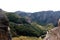 Panoramic view of Holy Monastery of Varlaam placed on the edge of high rock, Kastraki, Greece