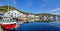 Panoramic view of Honningsvag town and bay in Mageroya island.  Nordkapp Municipality in Finnmark county