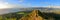 Panoramic view of Honolulu and Waikiki Beach area from summit of Diamond Head volcano