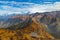 Panoramic view of a huge mountain massif in Himalayas