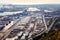 Panoramic view of a huge sea freight port