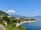 Panoramic view of idyllic lakeside town Cannero Riviera. Lago Magiore, Upper Italian lakes, Piedmont, Italy.
