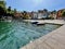 Panoramic view of idyllic lakeside town Mergozzo, Upper Italian lakes, Piedmont, Italy.