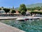 Panoramic view of idyllic lakeside town Mergozzo, Upper Italian lakes, Piedmont, Italy.