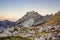 Panoramic view of idyllic mountain scenery with traditional chalets. Zabljak, Durmitor, Montenegro. Travel around