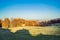 Panoramic view of idyllic mountain scenery with traditional chalets. Zabljak, Durmitor, Montenegro. Travel around