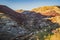Panoramic view of idyllic mountain scenery with traditional chalets. Zabljak, Durmitor, Montenegro. Travel around