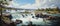 Panoramic view of the Iguazu Falls in Argentina. Digital oil color painting illustration