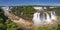 Panoramic view of Iguazu Falls gorge and Salto Tres Mosqueteros, Argentina ina