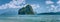 Panoramic view of impressive Pinagbuyutan island located in El Nido Palawan, Bacuit archipelago, Philippines