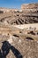 Panoramic view of inside part of  Colosseum in city of Rome, Italy