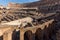 Panoramic view of inside part of  Colosseum in city of Rome, Italy