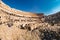 Panoramic view of the inside of the Roman Colosseum in Rome, Italy