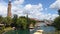 Panoramic view of Island of Adventure lighthouse , Citywalk and taxi boats in Universal Studios area