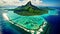 Panoramic view of the island of Bora Bora, French Polynesia, Bora Bora aerial view, Tahiti, French Polynesia