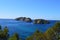 Panoramic view of islets, sea and blue sky. I. Malgrats, Mallorca