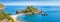 Panoramic view of Isola Bella small island near Taormina, Sicily, southern Italy