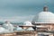 Panoramic view of Istanbul behind the domes of the Suleymaniye Complex, Istanbul, Turkiye