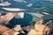 Panoramic view of the Italian countryside seen from an airplane