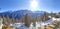 Panoramic view Italy, Marilleva resort. sunny active day for skiing and snowboarding. snowy winter of restaurant or shelter on top