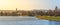 Panoramic view of Jablonec nad Nisou with Church of the Most Sacred Heart and Mseno Reservoir, Czech Republic