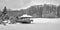 Panoramic view of Japanese Pagoda in the snow