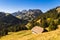 Panoramic view Jaun pass in Simmental, Alps, Switzerland