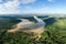 A panoramic view of the JavarÃ­ River, Amazon, Brazil