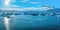 Panoramic view of Jokulsarlon glacier lake and Breidamerkurjokull glassier at the background facing to the sun