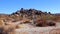 A panoramic view in Joshua Tree National Park. Joshua Tree Yucca brevifolia and Rock Formations. CA