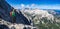 Panoramic view of the Julian Alps from the top of the Prisojnik mountain