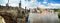 Panoramic view of Karlov Bridge historical buildings in Prague,