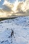 Panoramic view of the Kerid Volcano Iceland with snow and ice i