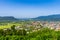 Panoramic view of Khust city from Khust castle in Khust, Ukraine